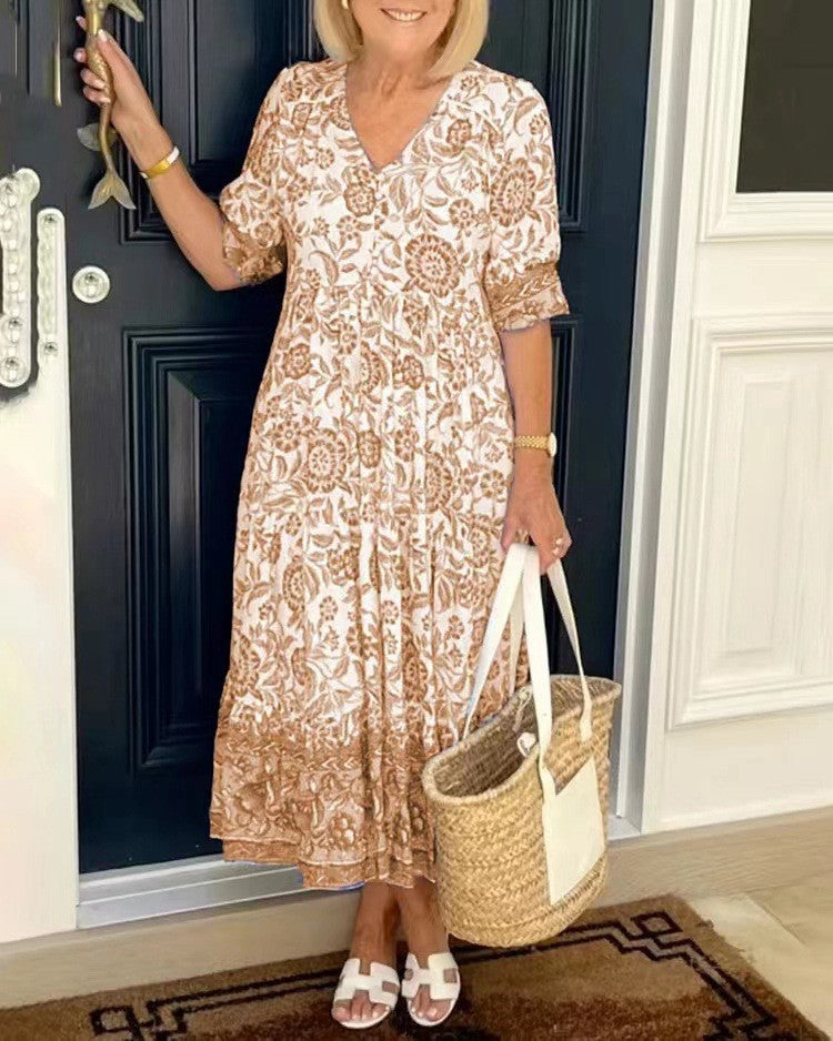 Ellie | Vestido Floral con Escote en V Elegante