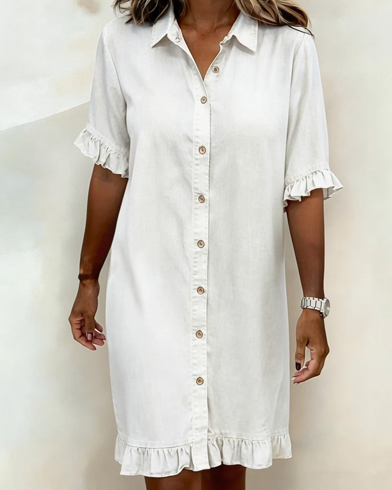 Maria | Vestido Denim Cómodo con Pliegues Favorecedores