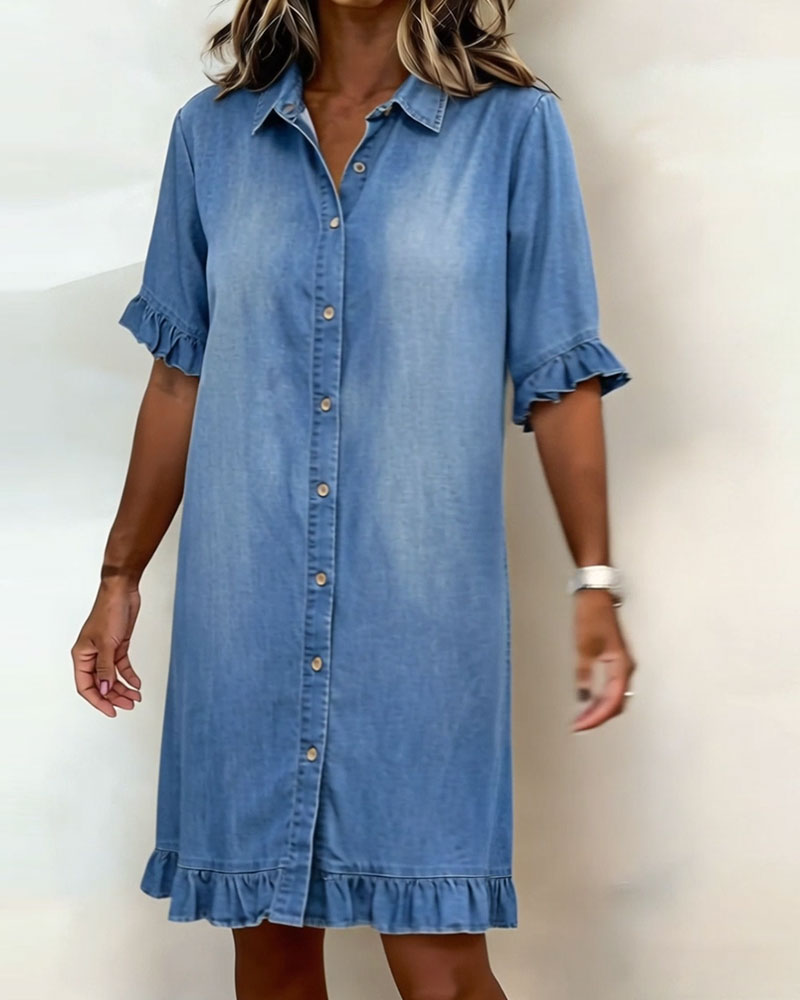 Maria | Vestido Denim Cómodo con Pliegues Favorecedores