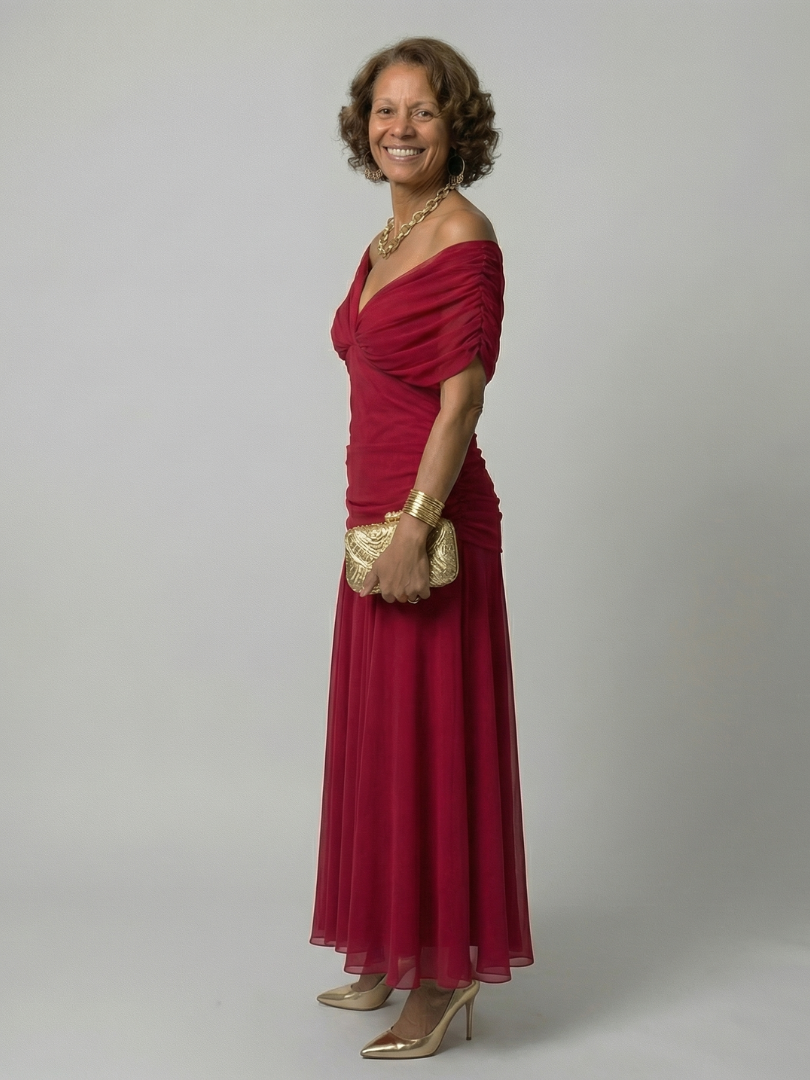 Calen | Vestido Midi Fluido Hombros Descubiertos