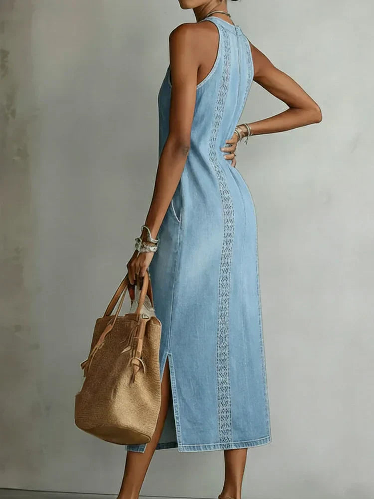 Julia™ | Vestido de mezclilla con encaje retro
