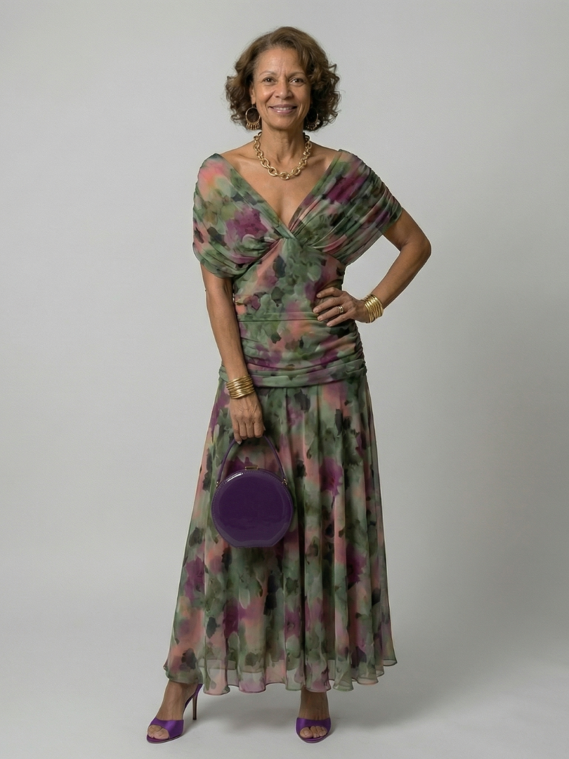 Calen | Vestido Midi Fluido Hombros Descubiertos