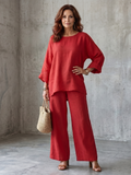 Prue™ | Conjunto Túnica Oversize y Pantalón Pierna Ancha