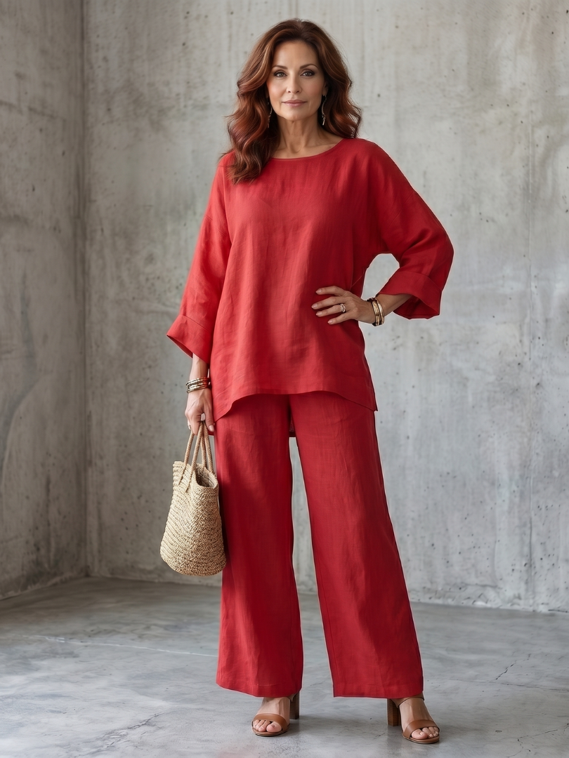 Prue™ | Conjunto Túnica Oversize y Pantalón Pierna Ancha