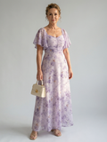 Vaelis | Vestido Midi Floral con Mangas Mariposa