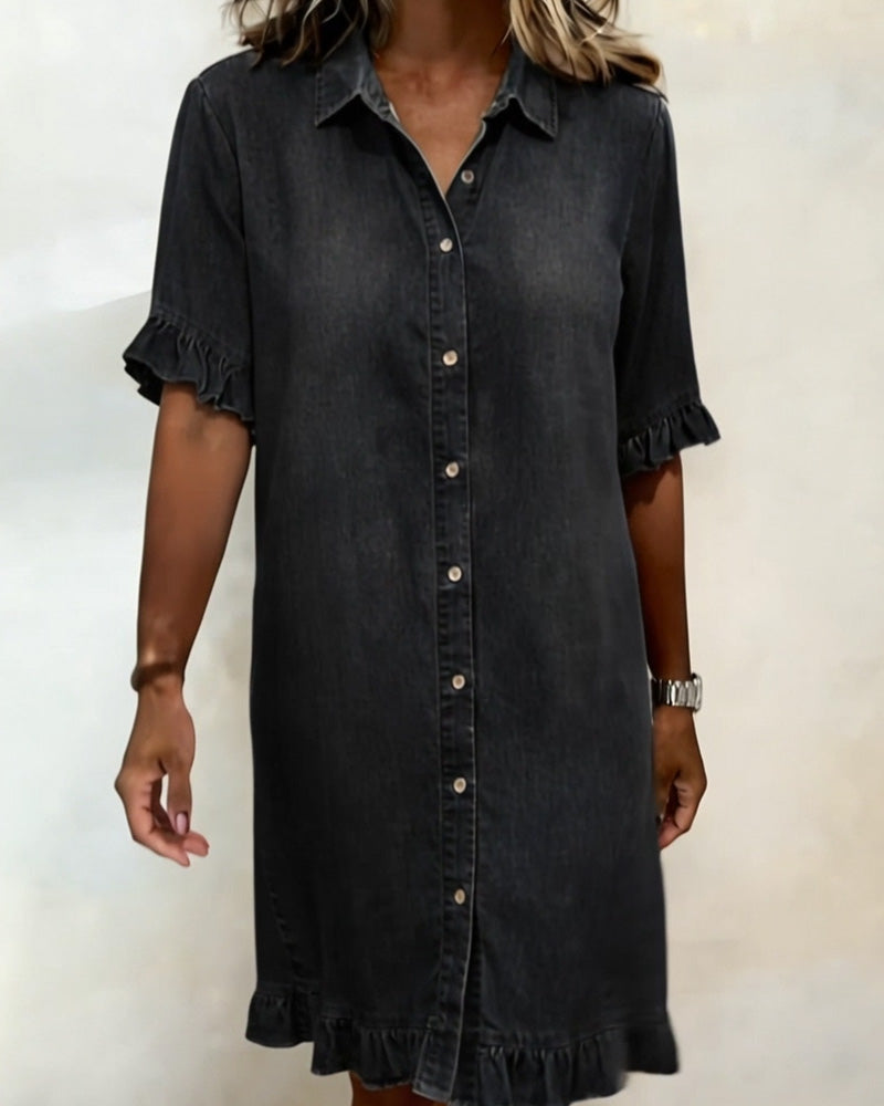 Maria | Vestido Denim Cómodo con Pliegues Favorecedores