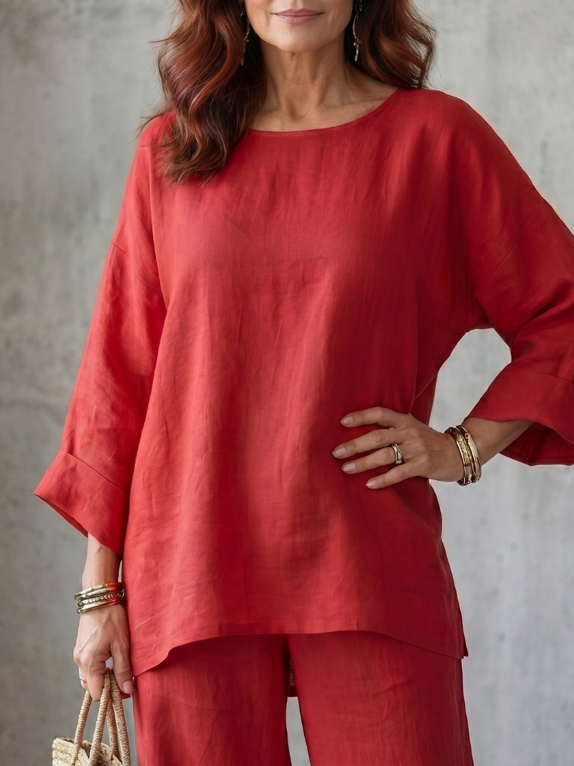 Prue™ | Conjunto Túnica Oversize y Pantalón Pierna Ancha