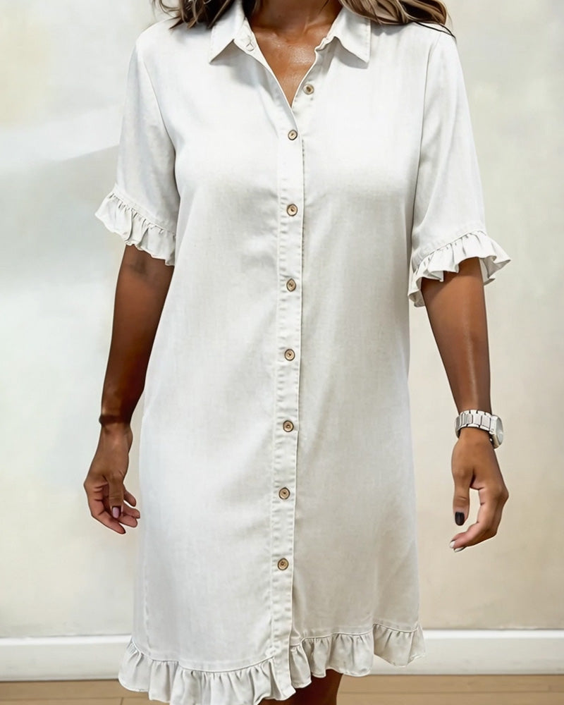 Maria | Vestido Denim Cómodo con Pliegues Favorecedores