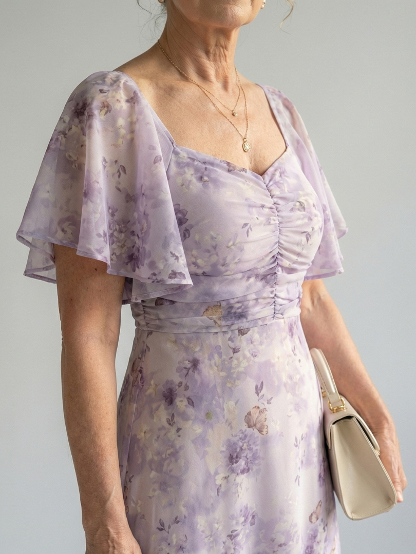 Vaelis | Vestido Midi Floral con Mangas Mariposa