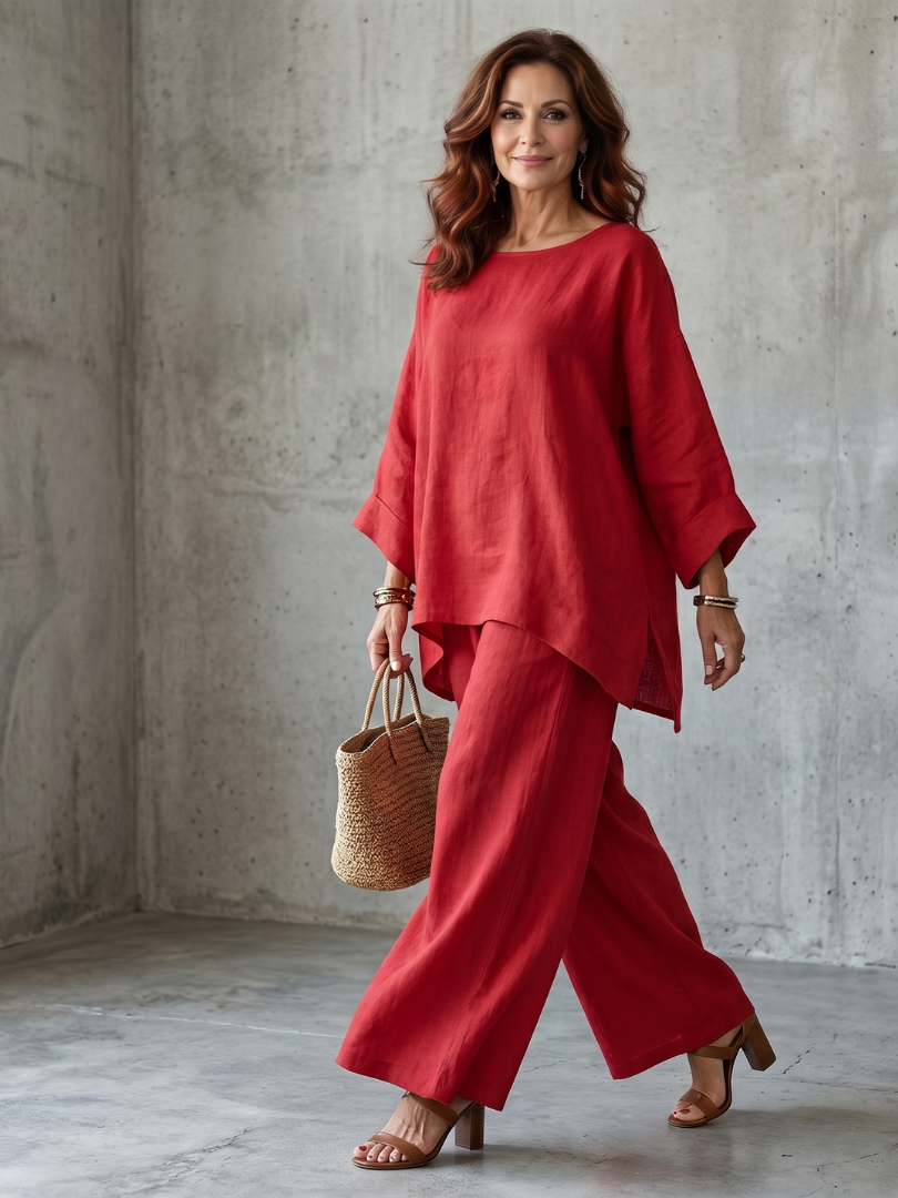 Prue™ | Conjunto Túnica Oversize y Pantalón Pierna Ancha