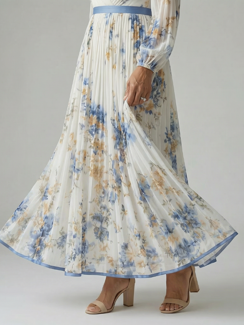 Rielle | Vestido Midi Floral con Pliegues