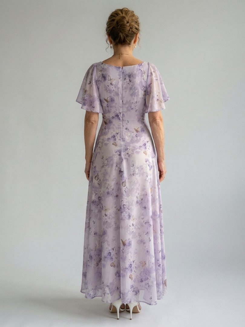 Vaelis | Vestido Midi Floral con Mangas Mariposa