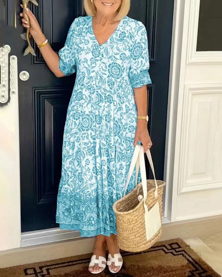 Ellie | Vestido Floral con Escote en V Elegante