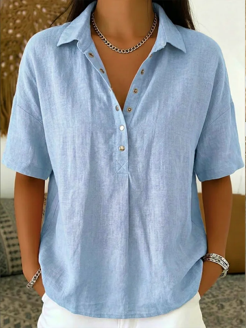 Hélène™ | Blusa de cuello con botones