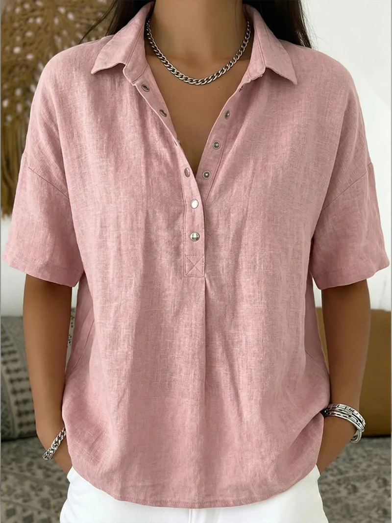 Aurelia Mode® | Blusa con cuello y detalle de botones