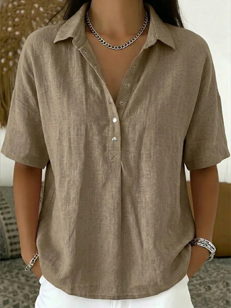 Aurelia Mode® | Blusa con cuello y detalle de botones