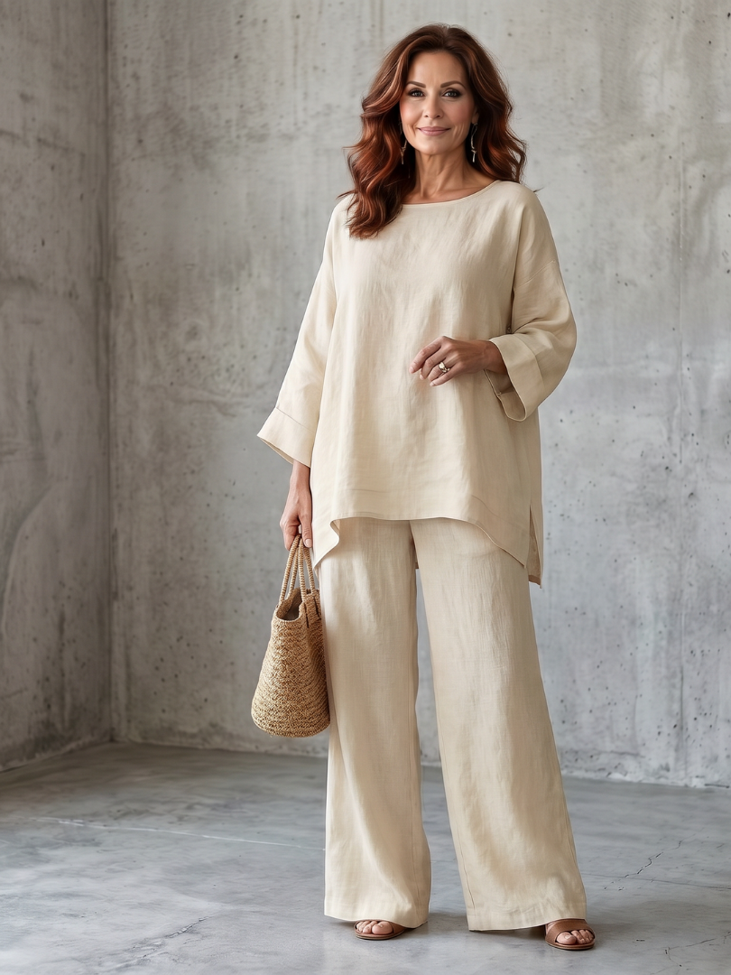 Prue™ | Conjunto Túnica Oversize y Pantalón Pierna Ancha