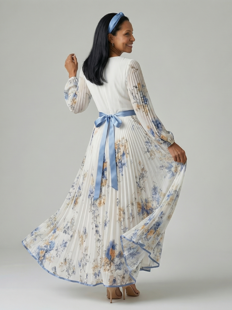 Rielle | Vestido Midi Floral con Pliegues