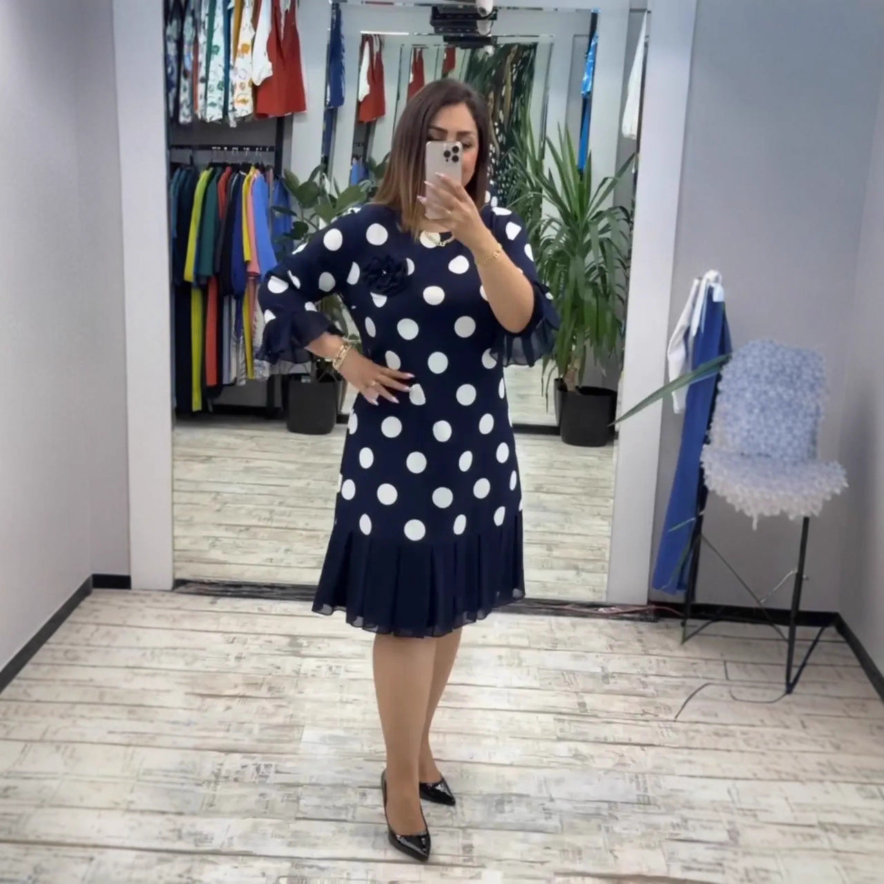 Palerine | Vestido Plisado de Lunares