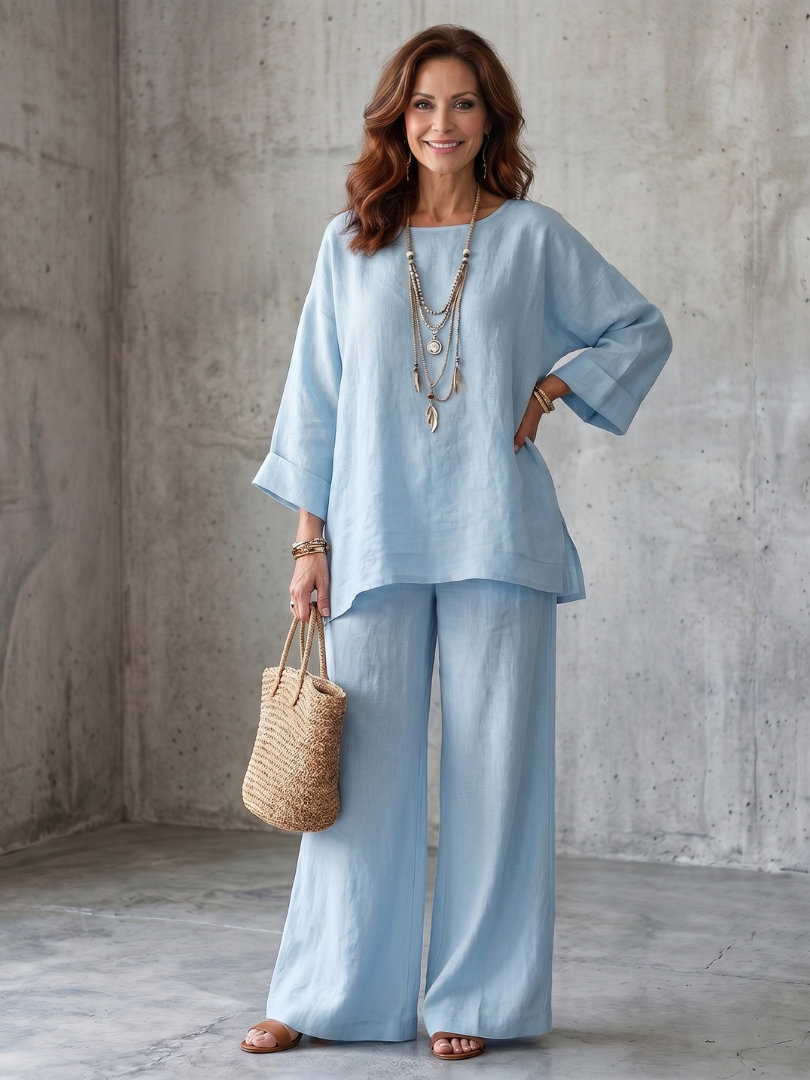 Prue™ | Conjunto Túnica Oversize y Pantalón Pierna Ancha