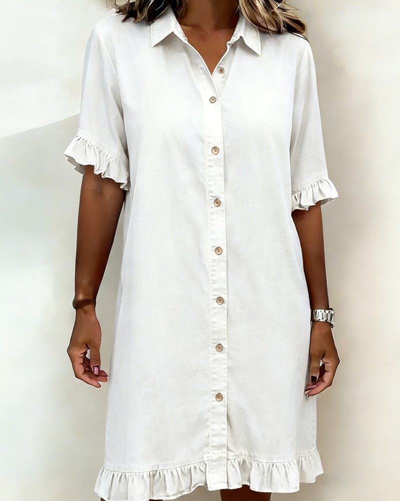 Maria | Vestido Denim Cómodo con Pliegues Favorecedores