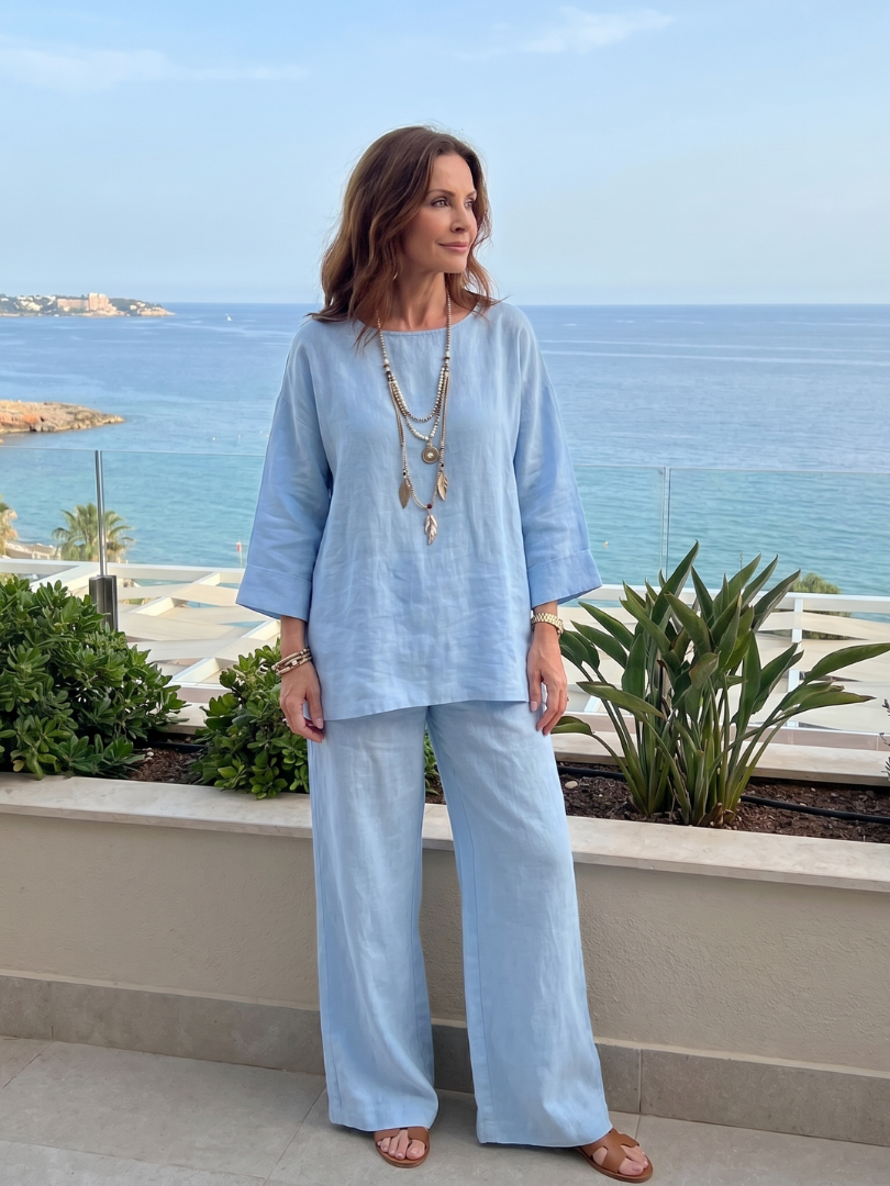 Prue™ | Conjunto Túnica Oversize y Pantalón Pierna Ancha
