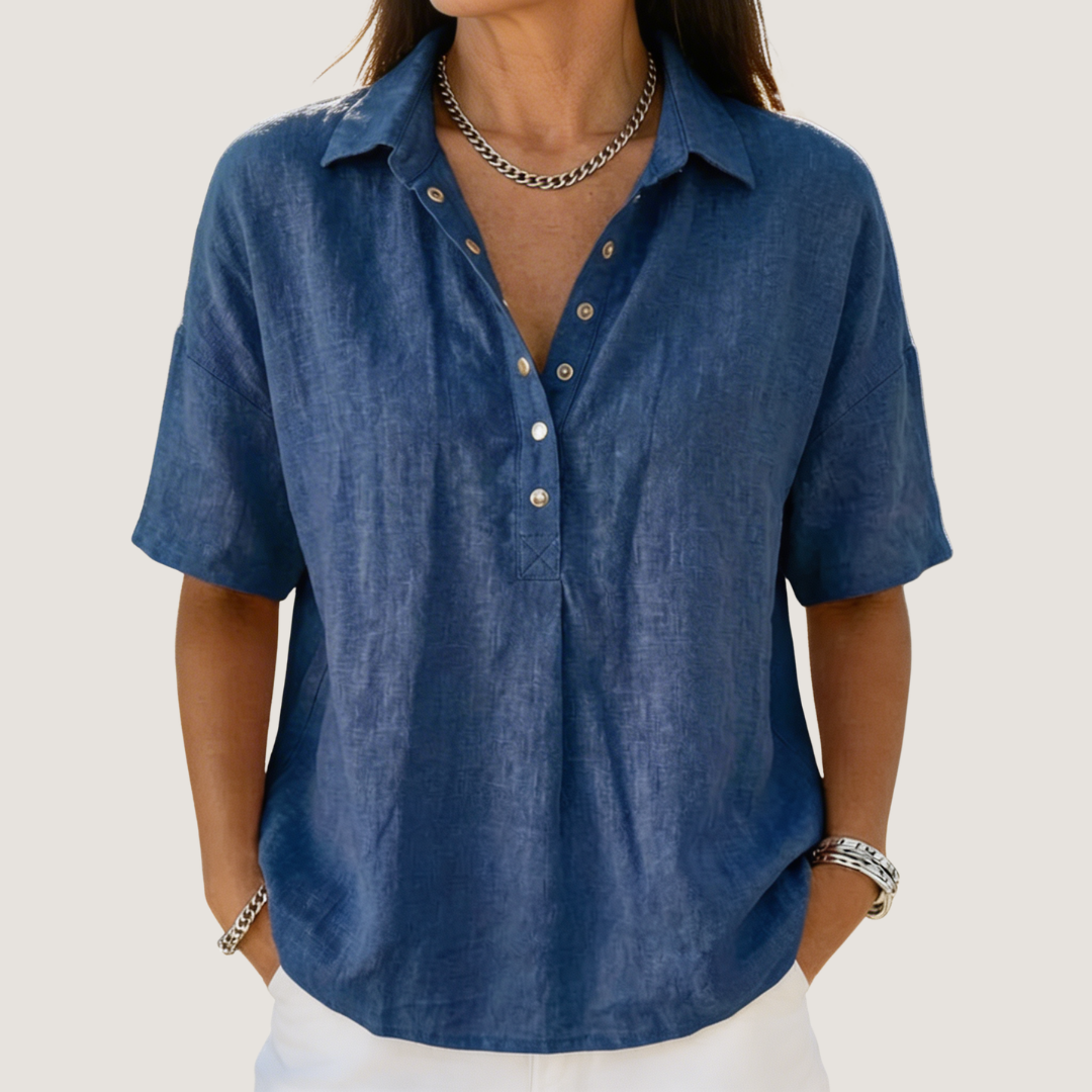 Hélène™ | Blusa de cuello con botones