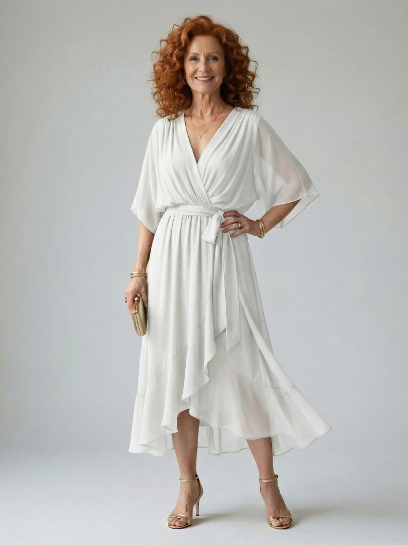 Elric | Vestido Midi Ligero con Drapeado