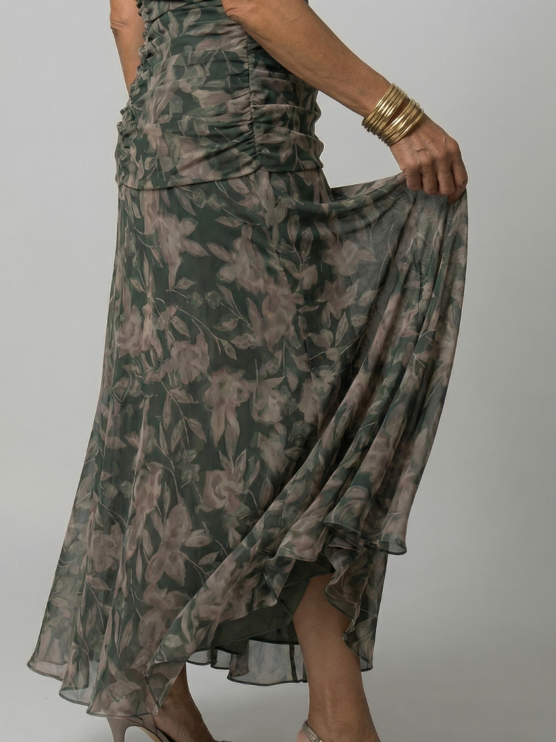 Calen | Vestido Midi Fluido Hombros Descubiertos