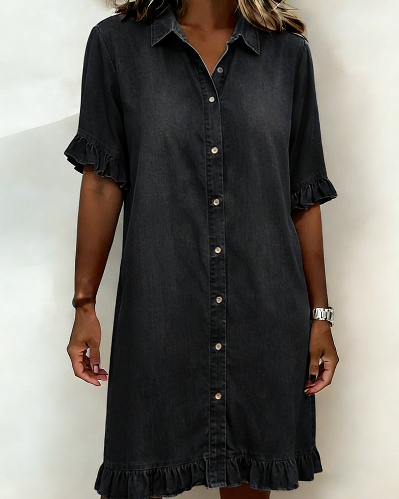 Maria | Vestido Denim Cómodo con Pliegues Favorecedores