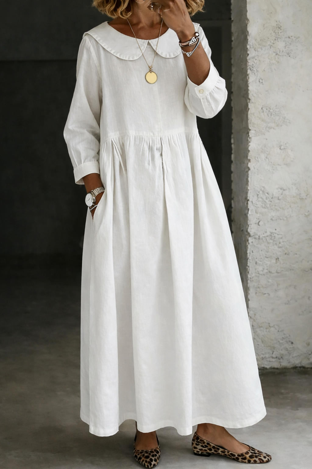 Clara™ | Vestido de mezclilla cuello Peter Pan