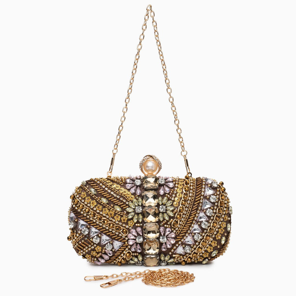 Clutch de Noche Hecho a Mano con Perla | Pedrería y Cuentas