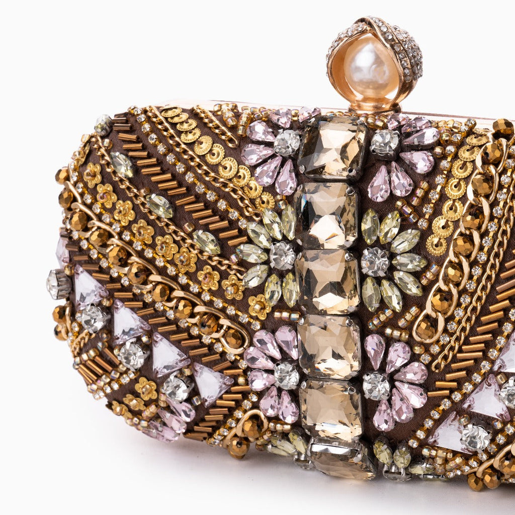 Clutch de Noche Hecho a Mano con Perla | Pedrería y Cuentas