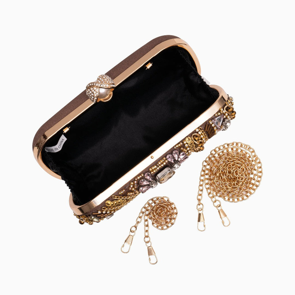 Clutch de Noche Hecho a Mano con Perla | Pedrería y Cuentas
