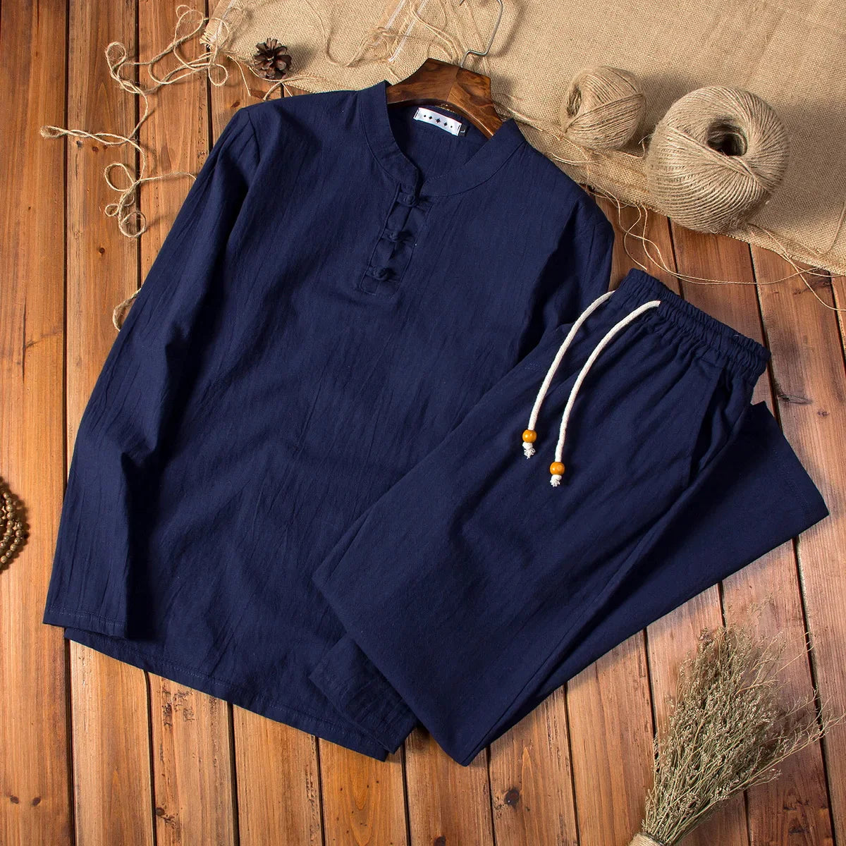 CAMPECHE - Conjunto estilo chino de lino