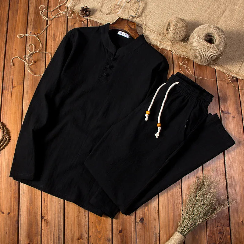 CAMPECHE - Conjunto estilo chino de lino