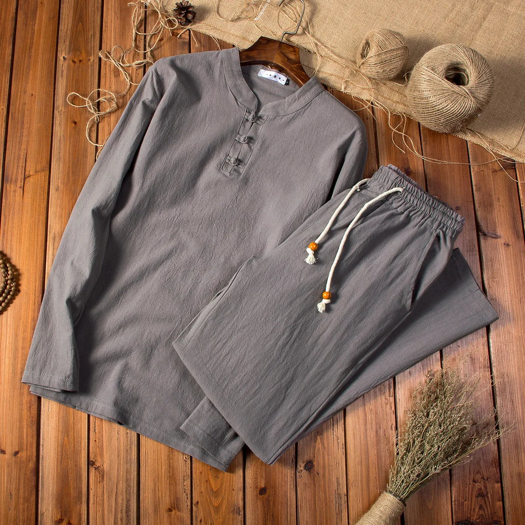 CAMPECHE - Conjunto estilo chino de lino