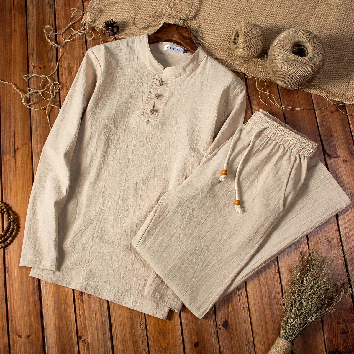 CAMPECHE - Conjunto estilo chino de lino
