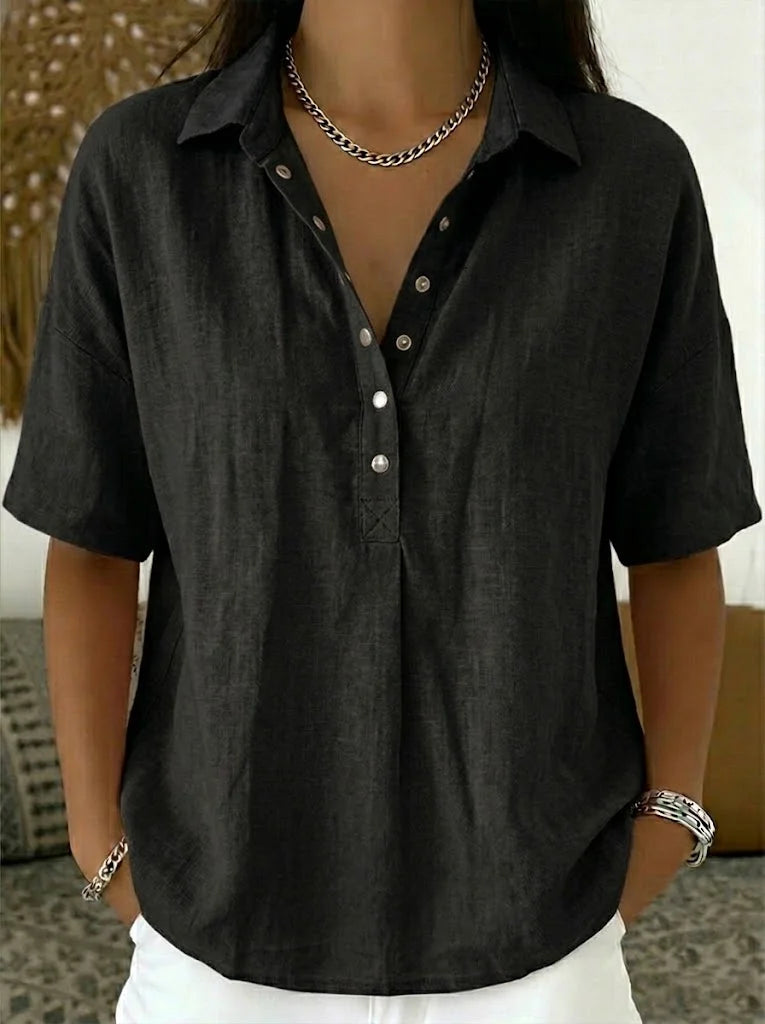 Hélène™ | Blusa de cuello con botones