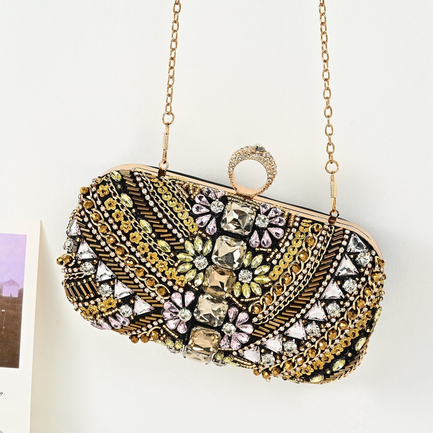Clutch de Noche Hecho a Mano con Perla | Pedrería y Cuentas