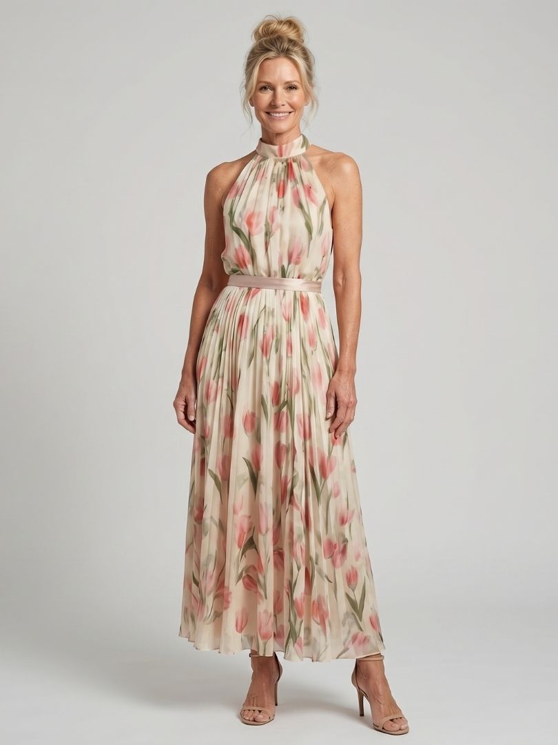 Aurelle | Vestido Midi Halter Floral