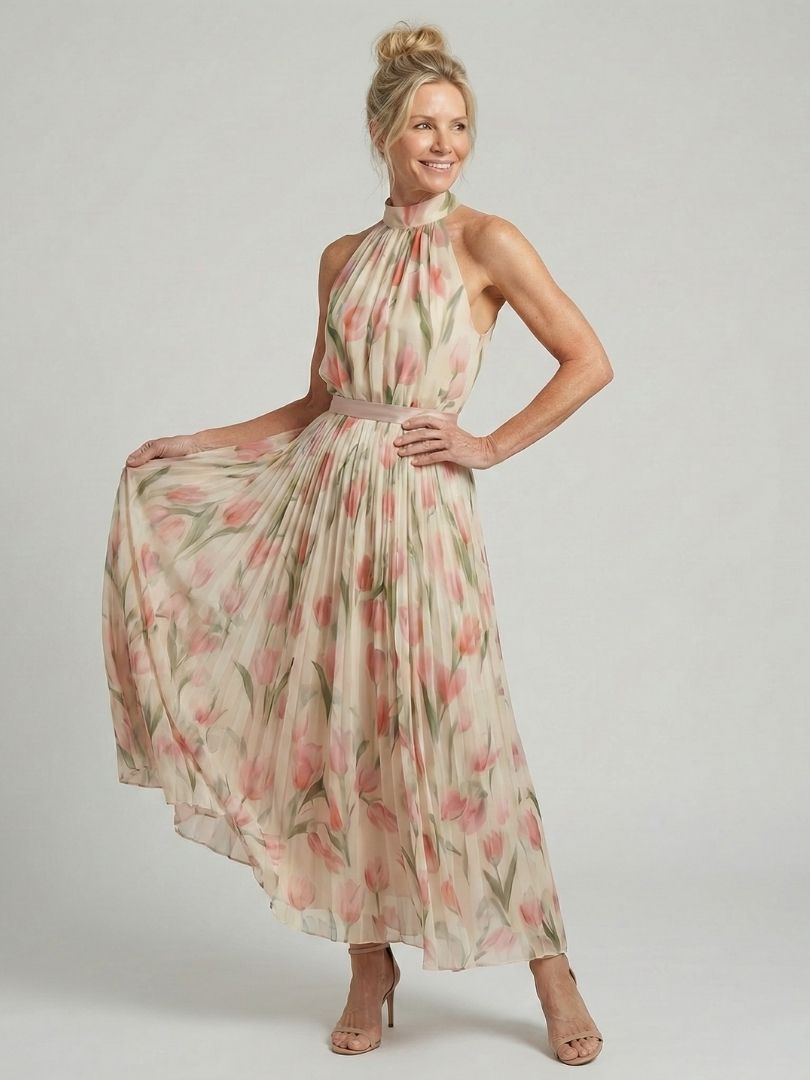 Aurelle | Vestido Midi Halter Floral