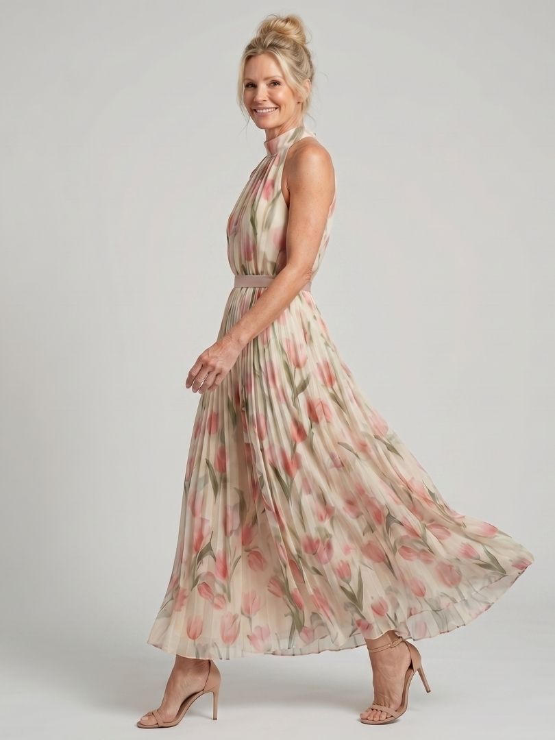 Aurelle | Vestido Midi Halter Floral