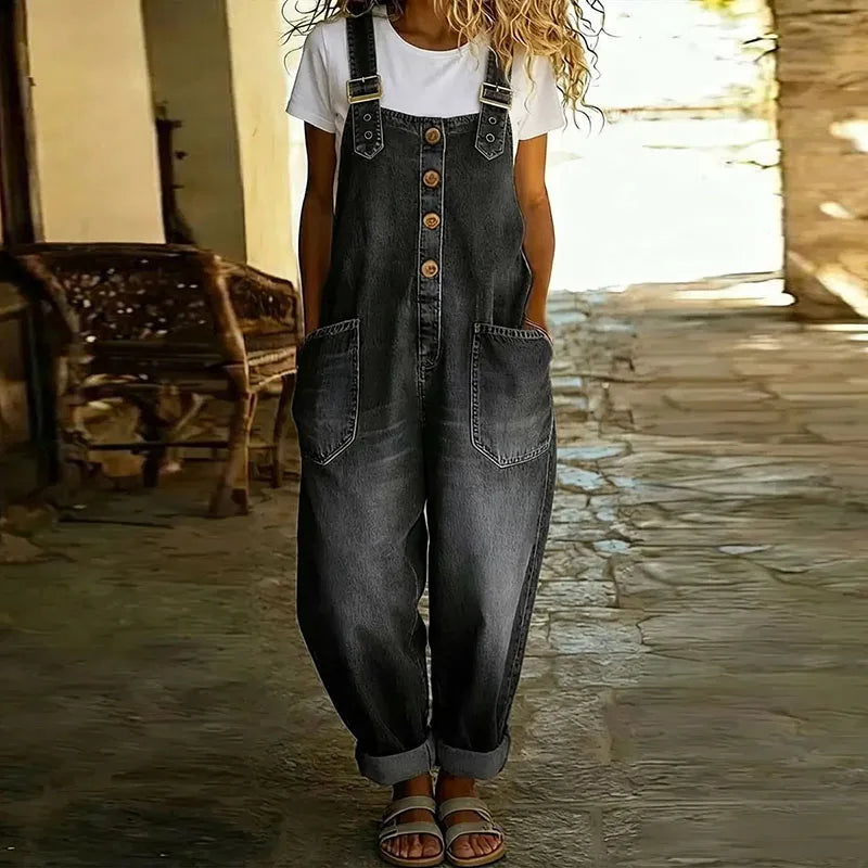 Mae™ | Peto vintage de algodón suave efecto mezclilla