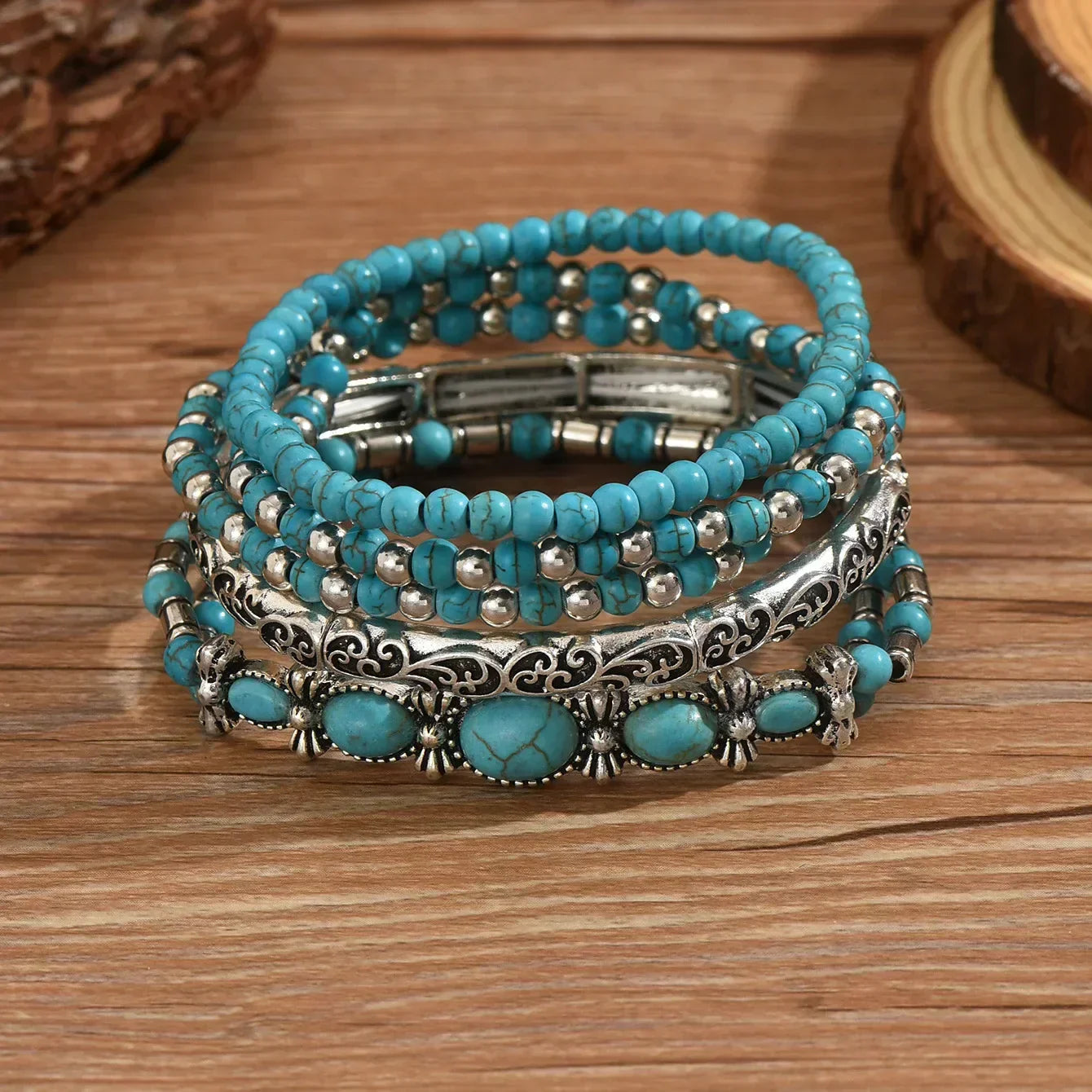 Maëlys™ — Pulsera multi-rangos turquesa refinada