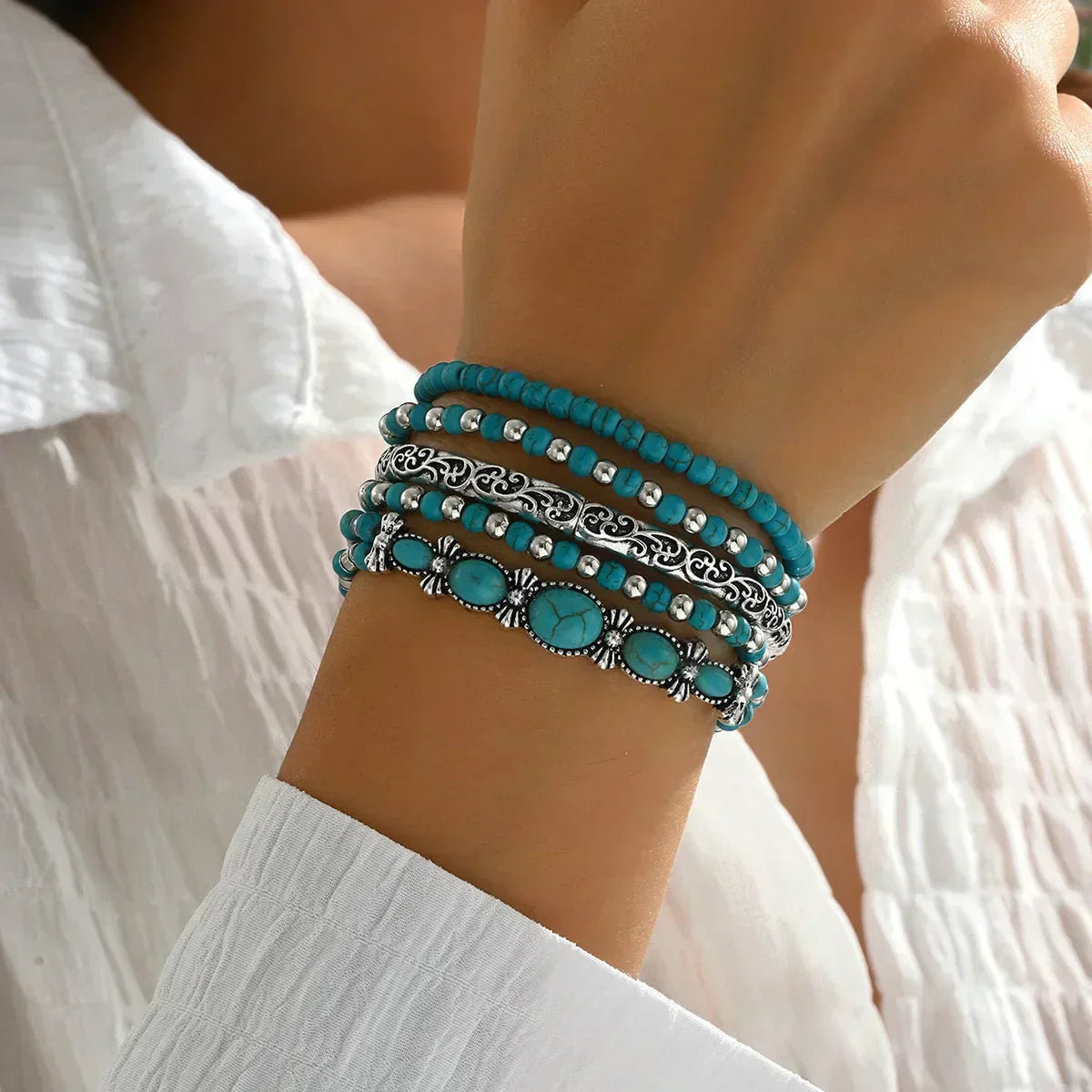 Maëlys™ — Pulsera multi-rangos turquesa refinada