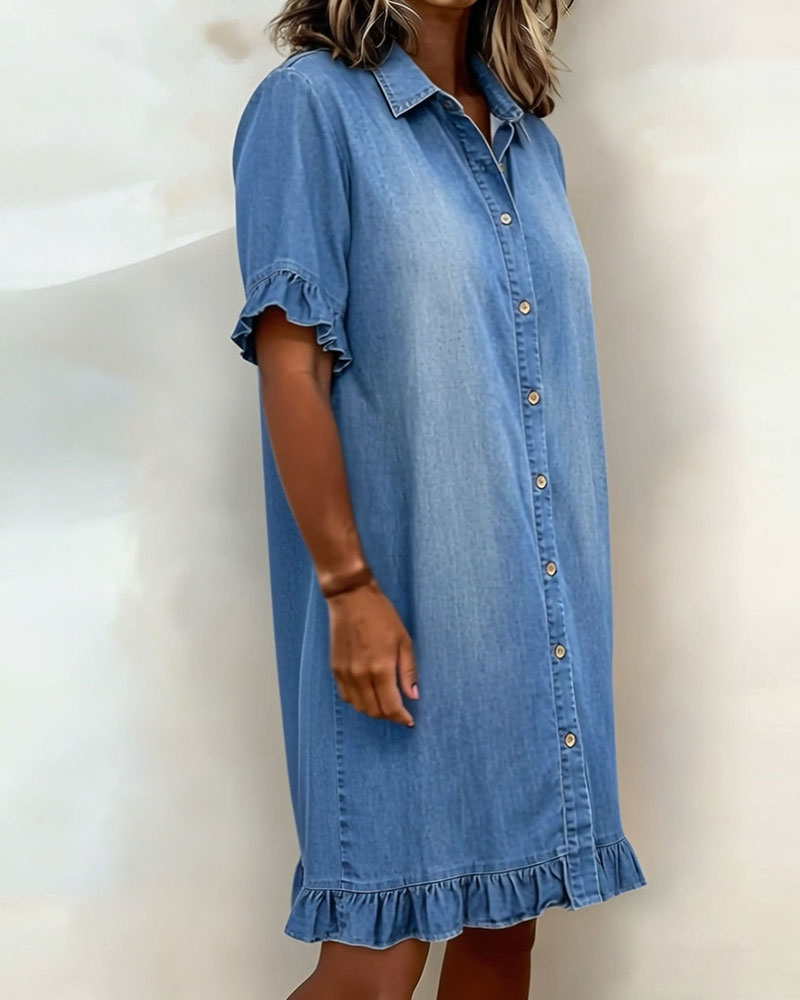 Maria | Vestido Denim Cómodo con Pliegues Favorecedores