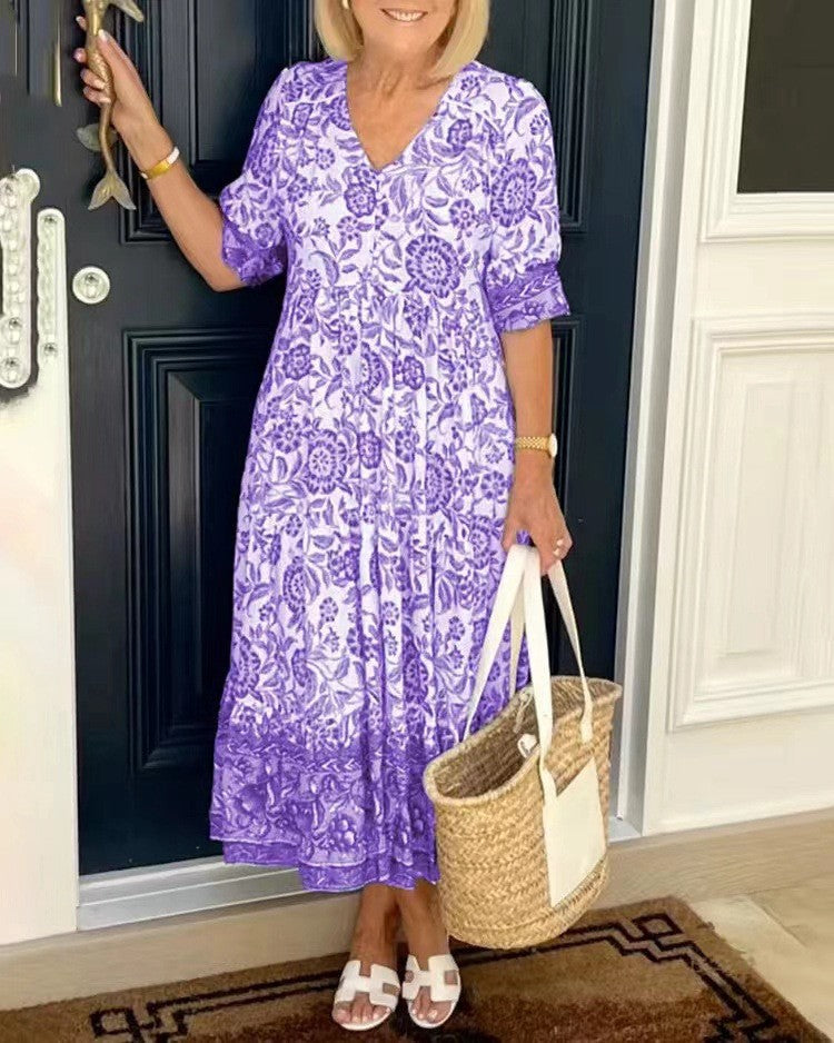 Ellie | Vestido Floral con Escote en V Elegante