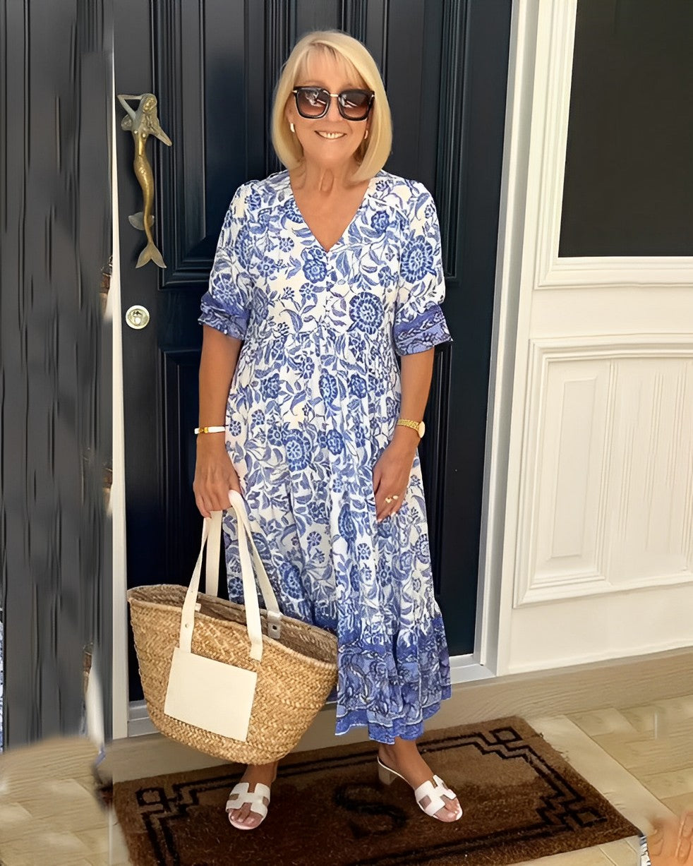 Ellie | Vestido Floral con Escote en V Elegante
