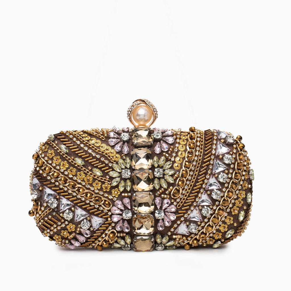 Clutch de Noche Hecho a Mano con Perla | Pedrería y Cuentas